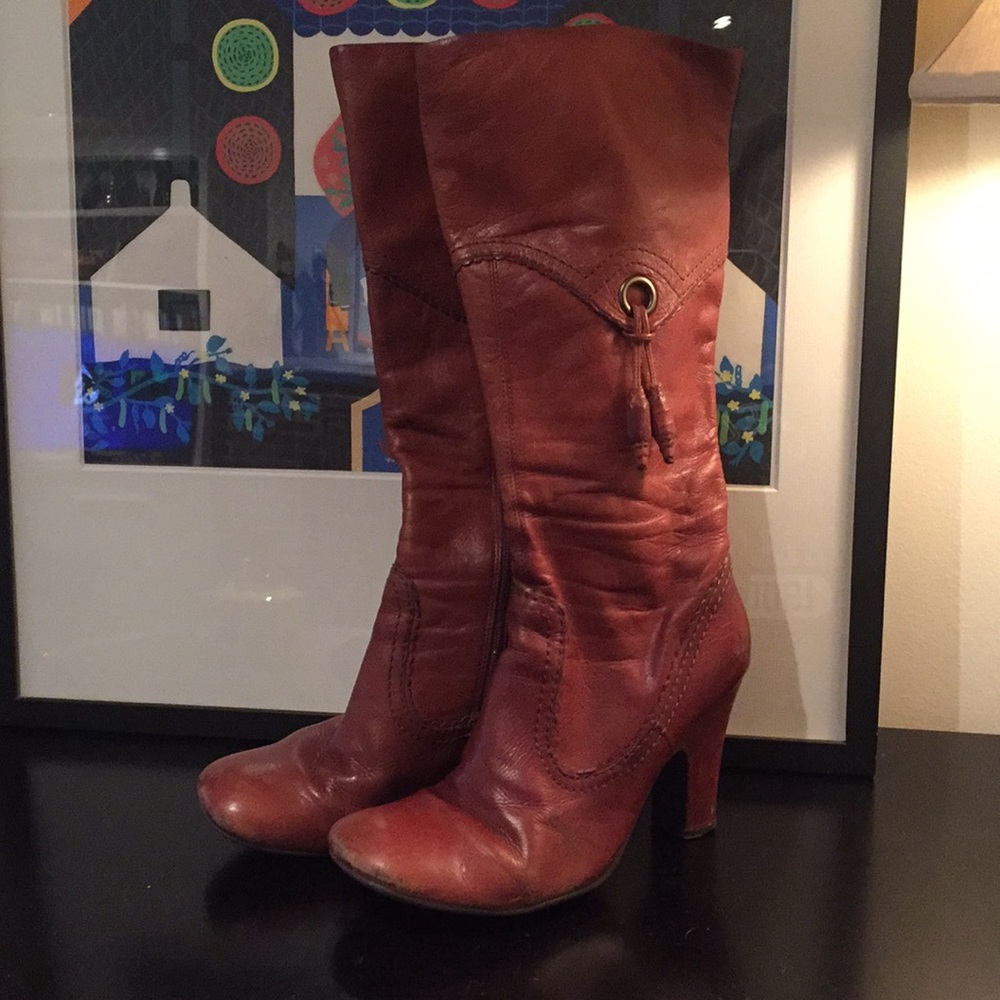 Biviel tall leather heeled boots 7.5